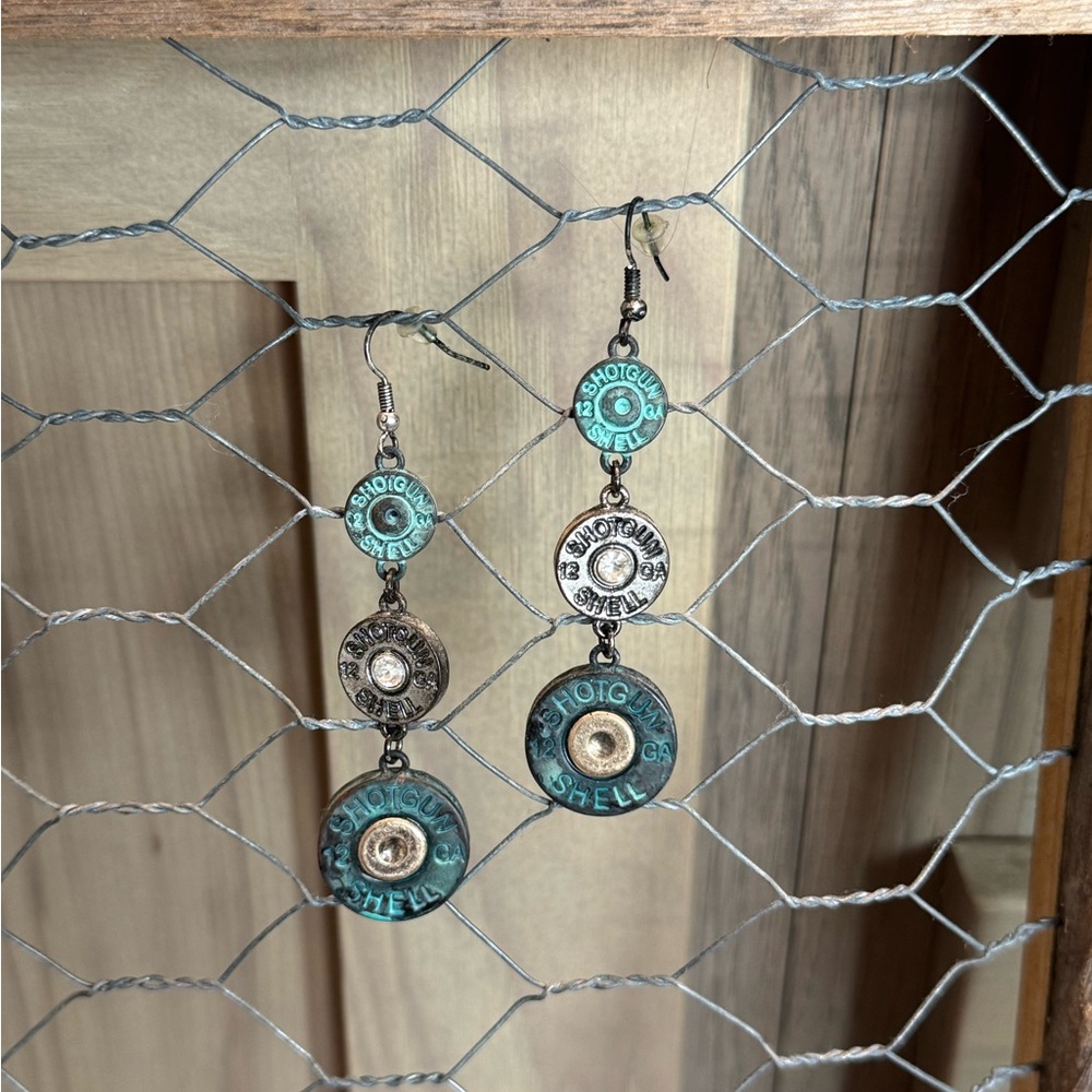Unique Shotgun Shell Dangle Earrings - Picture 2 of 3